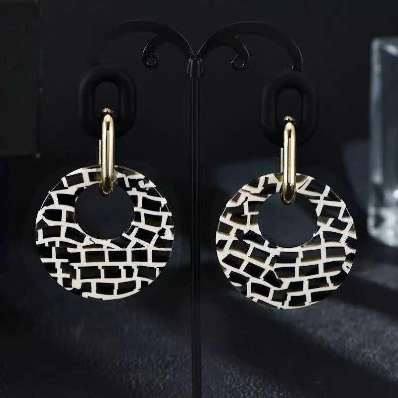 Leopard Acrylic Geometric Leopard Print Circle Earrings