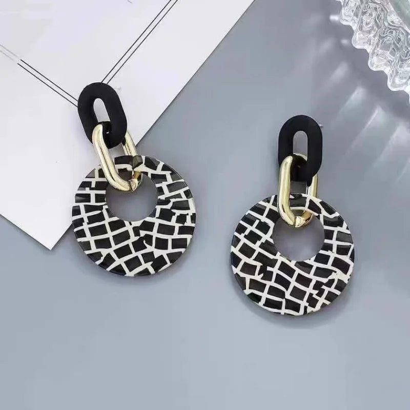 Leopard Acrylic Geometric Leopard Print Circle Earrings