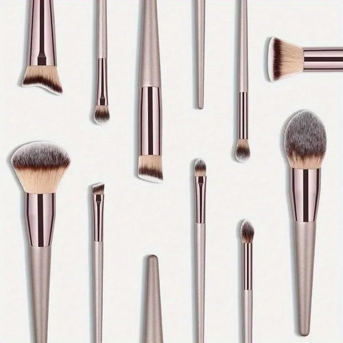 10 Pcs Champagne Gold Makeup Brushes